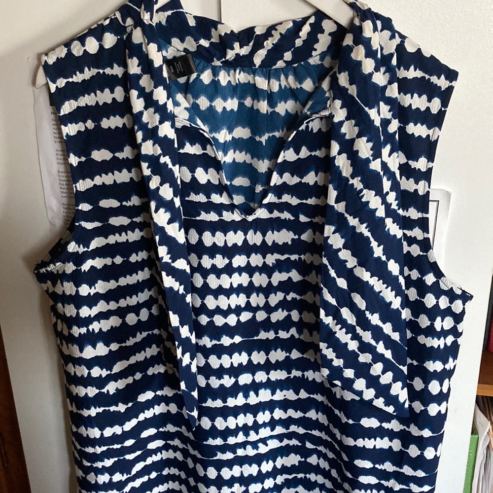Ashley Stewart Abstract Tie Neck Blouse